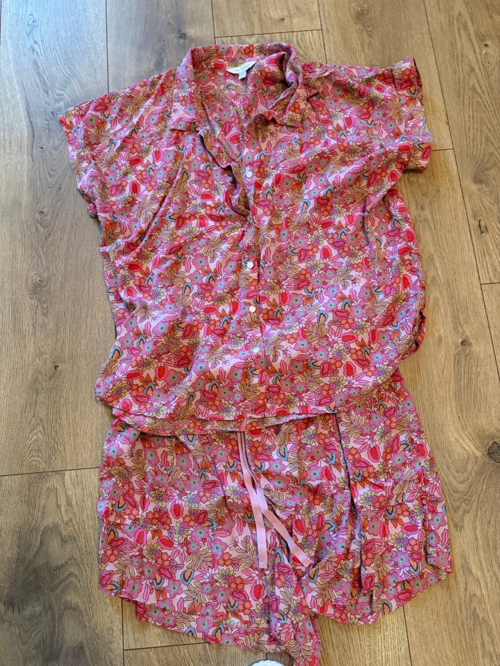 Lucky Brand Pink Floral Top and Drawstring Shorts